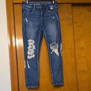 American Eagle Outfitters Distressed Blue Skinny Jeggings